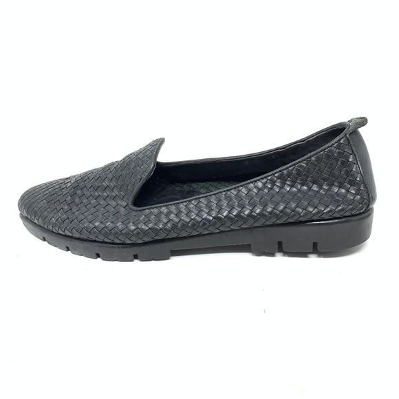 The Flexx Women's Size US 8 Almond Toe Braided Leather Loafers Black - Picture 1 of 9